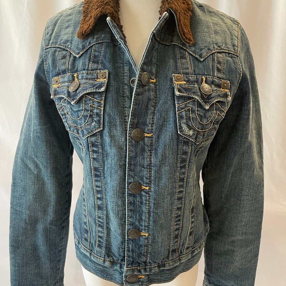 True Religion Sherpa Lined Thick Denim Jacket S